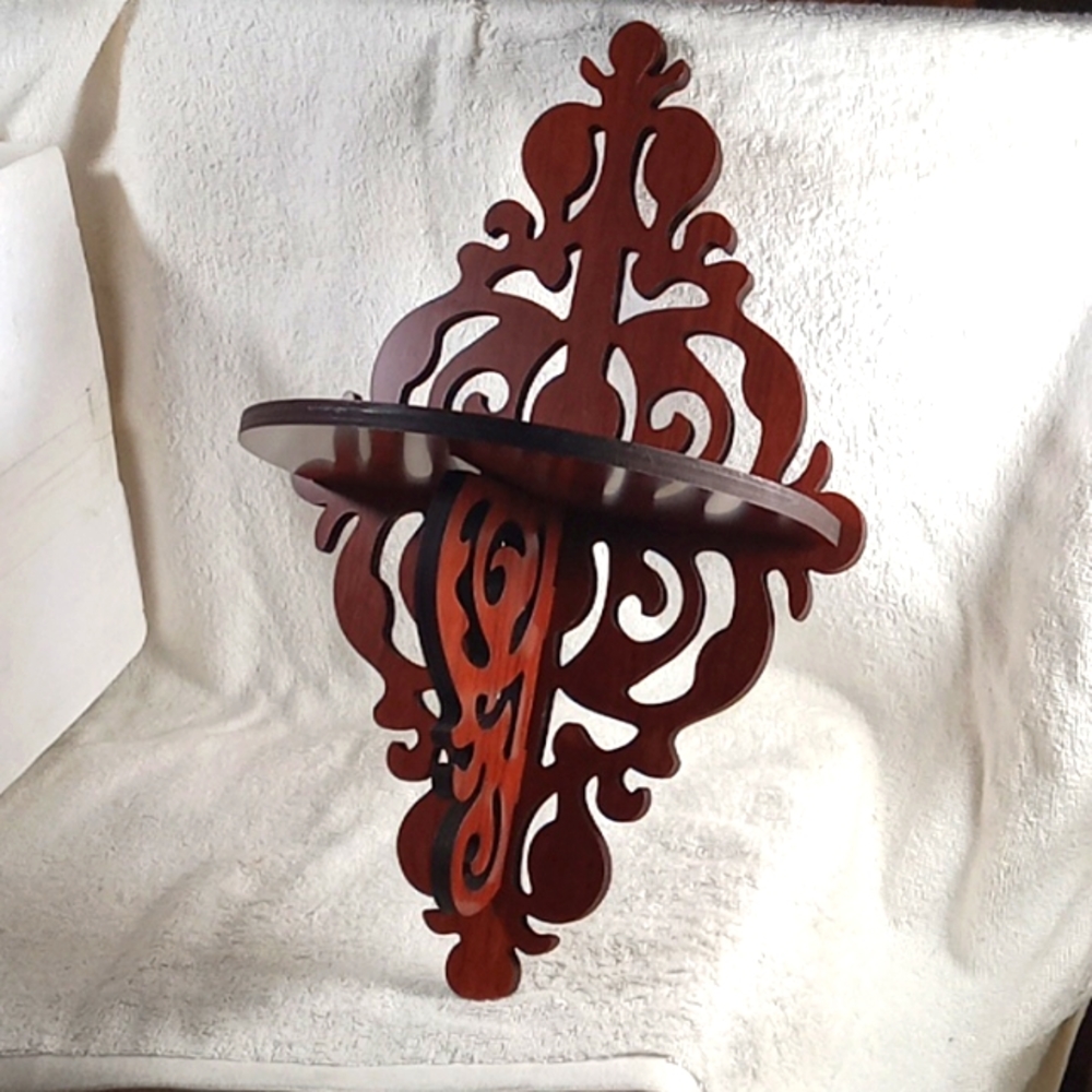 Gorgeous scrolling ornate wooden display shelf. NWT!
